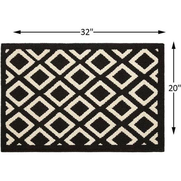 Black and White Indoor Mat 32'' x 20'', Non Slip Entry Rug Dirt Trapper Door Rug - Picture 2 of 6